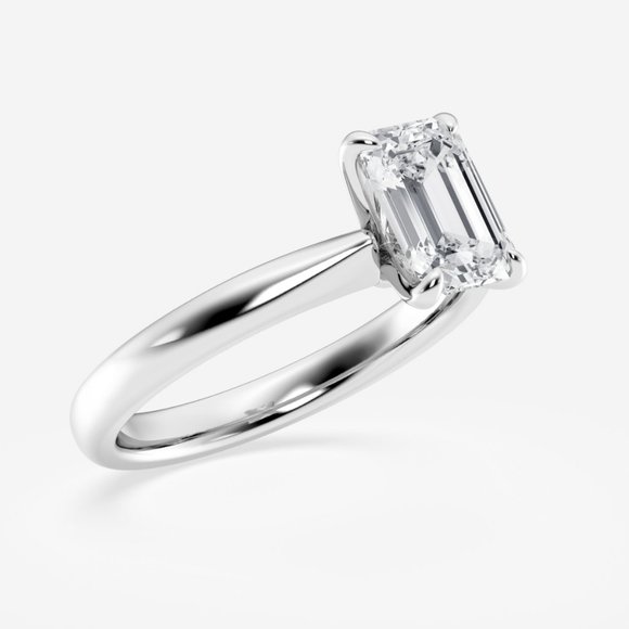 1 1/2 ctw Emerald Lab Grown Diamond Petite Solitaire Engagement Ring - Picture 2 of 6